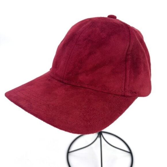 C&C Faux Suede Baseball Cap red five panel - Picture 1 of 7